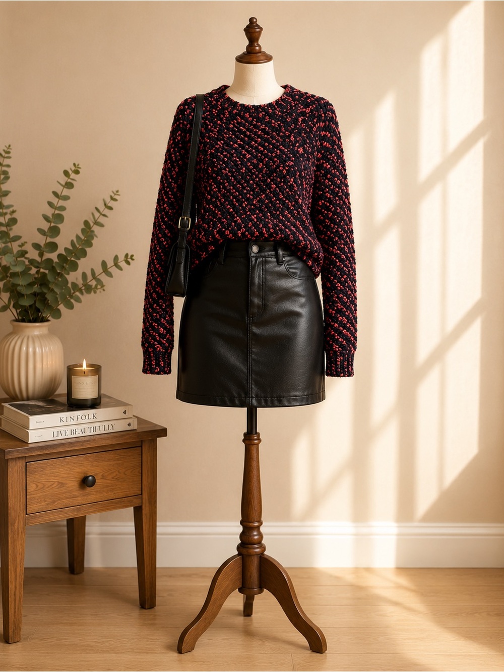 Maje Azalee Textured Knit Sweater Black Pink Bouclé Cozy Parisian Chic Size 1(S)